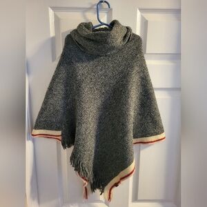 Roots Kids Black and White Knit Poncho